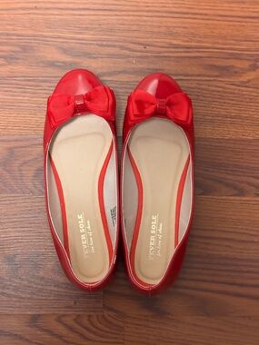 Fever Sole Red Patent Bow Ballet Flats